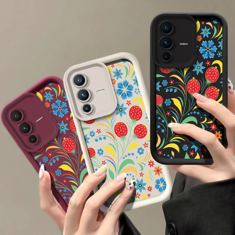 Vivo V40 - Coque de téléphone à fleurs, étui